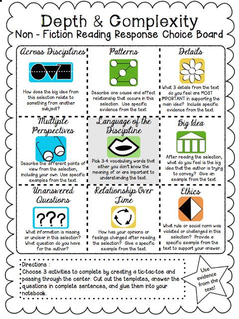 Reading Strategy Tic Tac Toe for Fiction Texts Worksheet